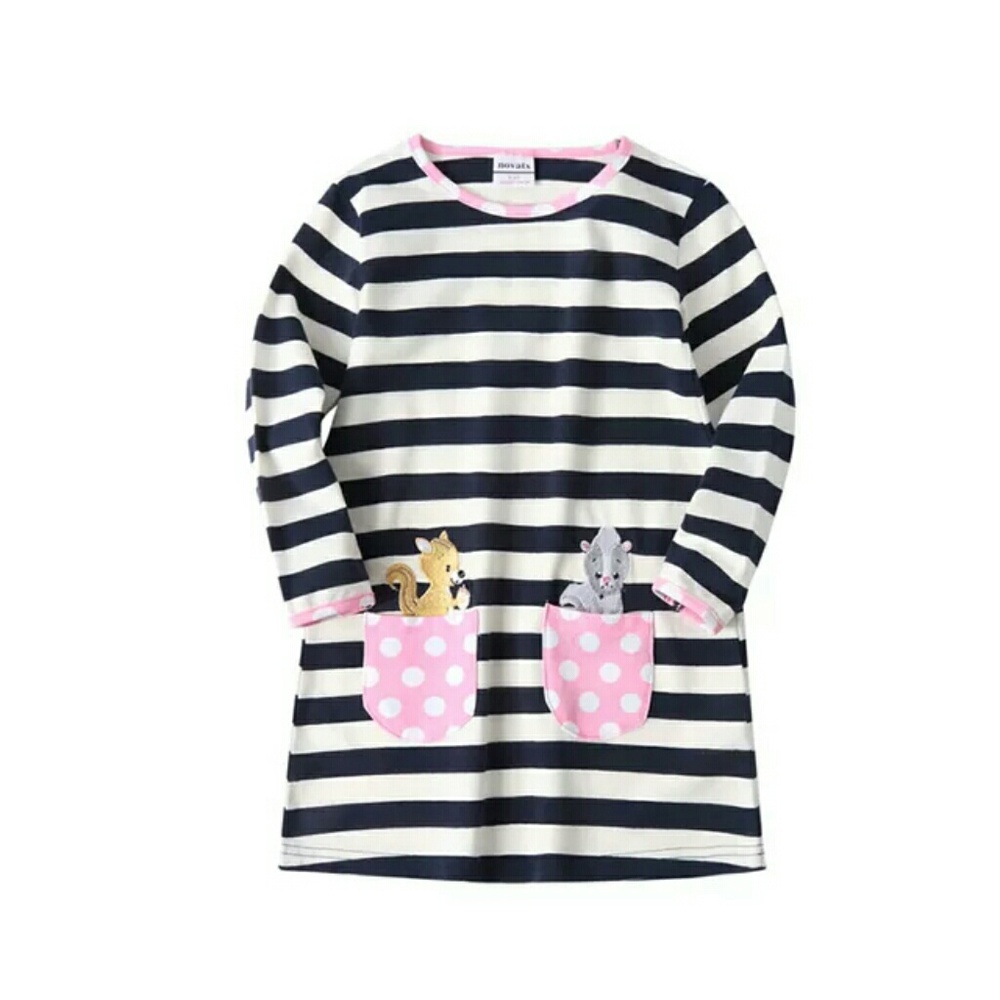 White and blue stripped dress size 7-8y